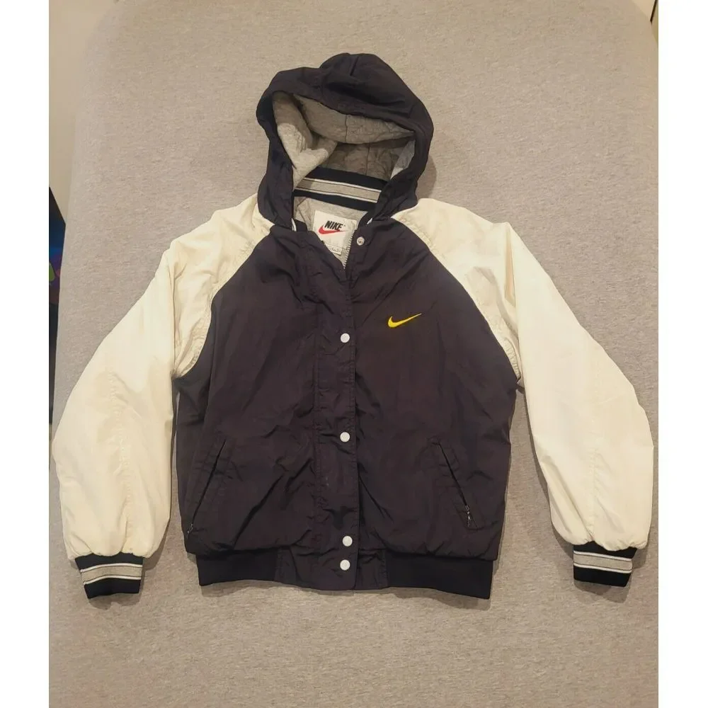 Nike big logo Embroidered‎ Swoosh White Tag Button Jacket Size Large Y2K Vintage